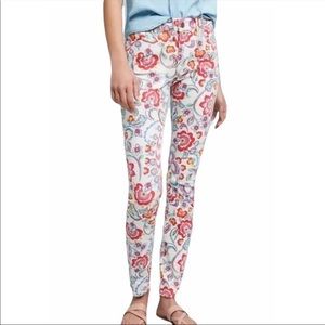 Pilcro and the Leatherpress Anthropologie Floral Mid-Rise Skinny 28